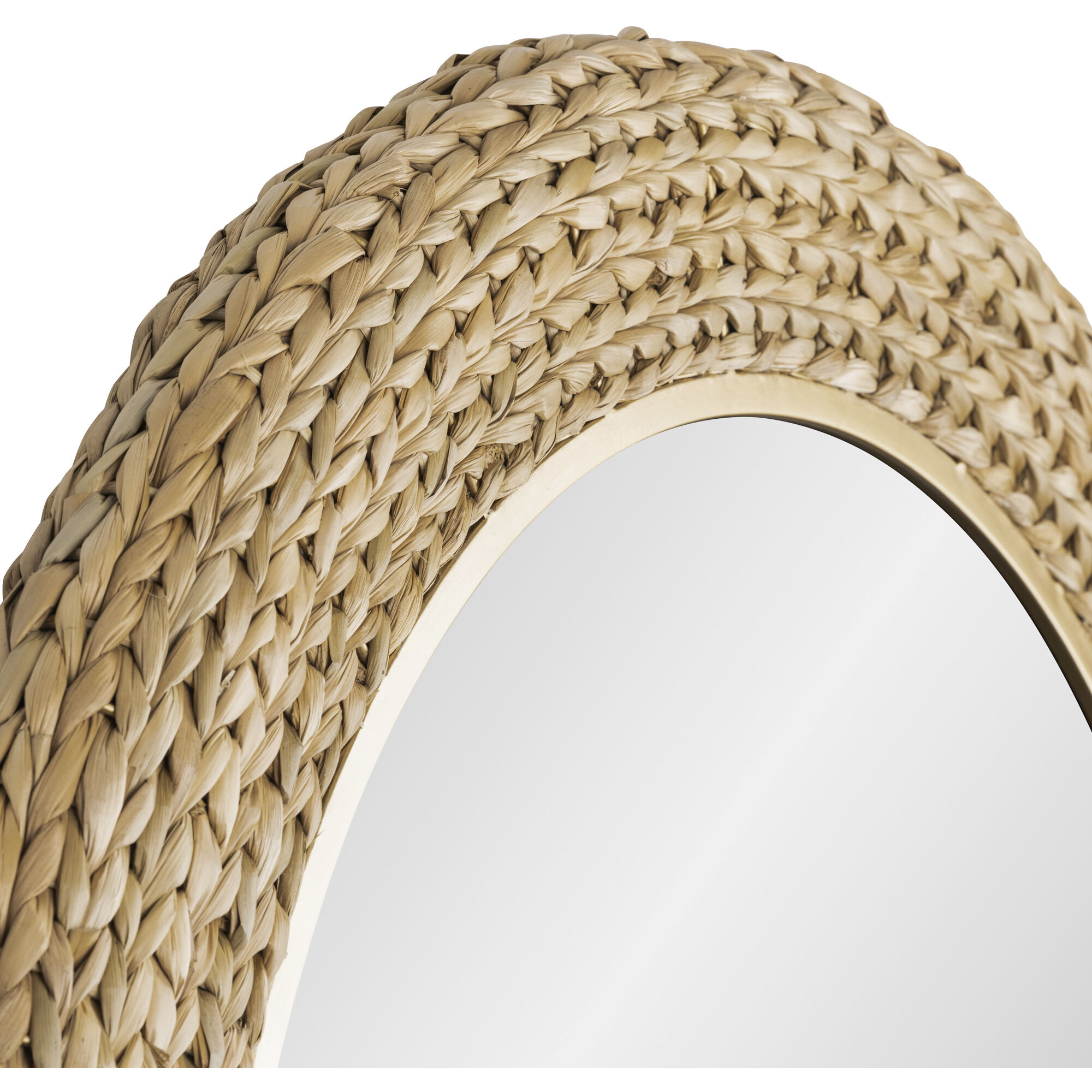 Athena 40.25 inch French Gold with Natural Seagrass Wall Mirror