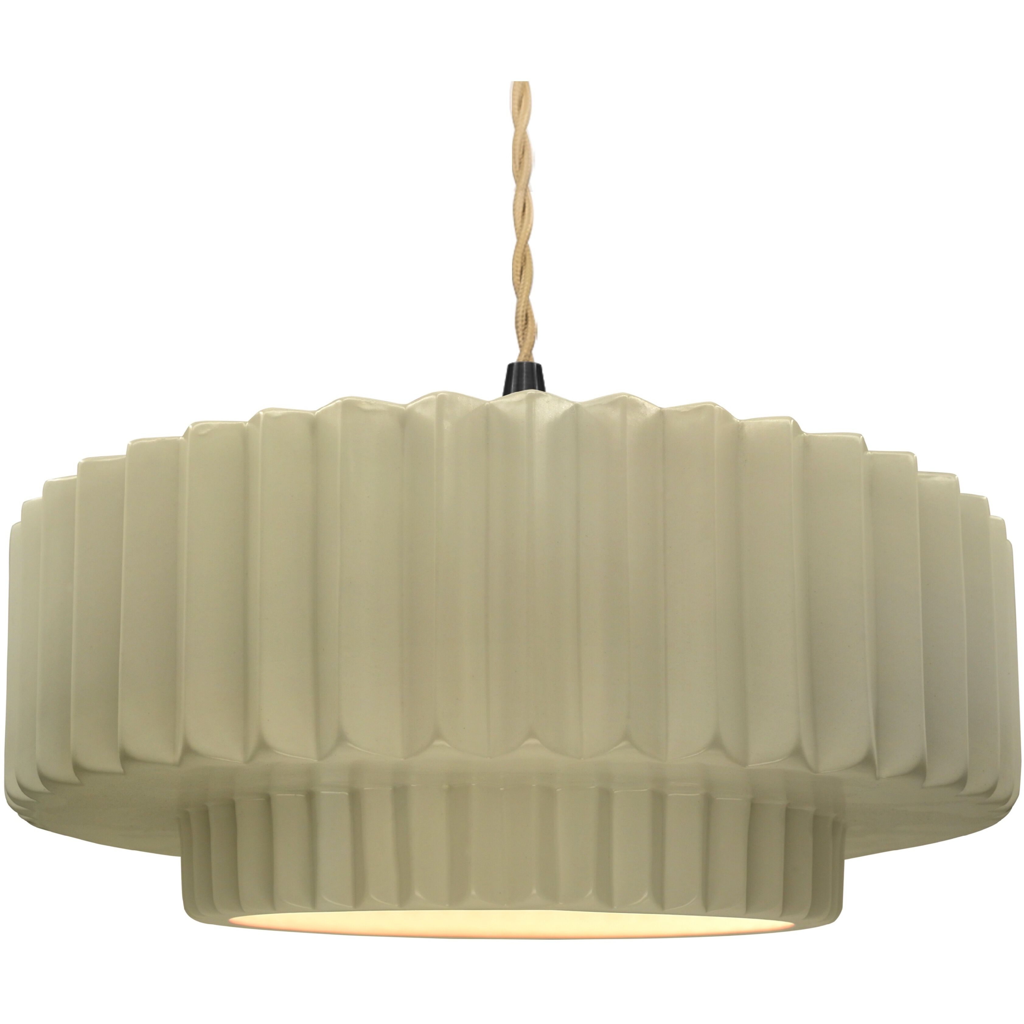 Radiance Collection - Pleated Tier Pendant Ceiling Light in Matte Black, Replaceable Bulb, Beige Twist Cord, Vanilla Gloss, 16.25W x 6H, Form+Finish+Function