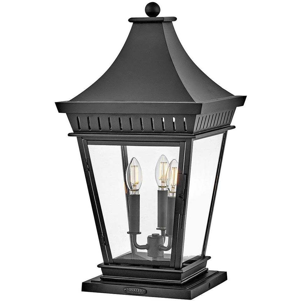 Heritage Chapel Hill 3 Light 23.5 inch Museum Black Outdoor Pier Mount