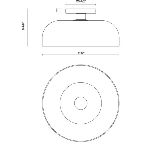 Alora Mood Sylvia 1 Light 12 inch Brushed Gold Semi Flush Mount Ceiling Light