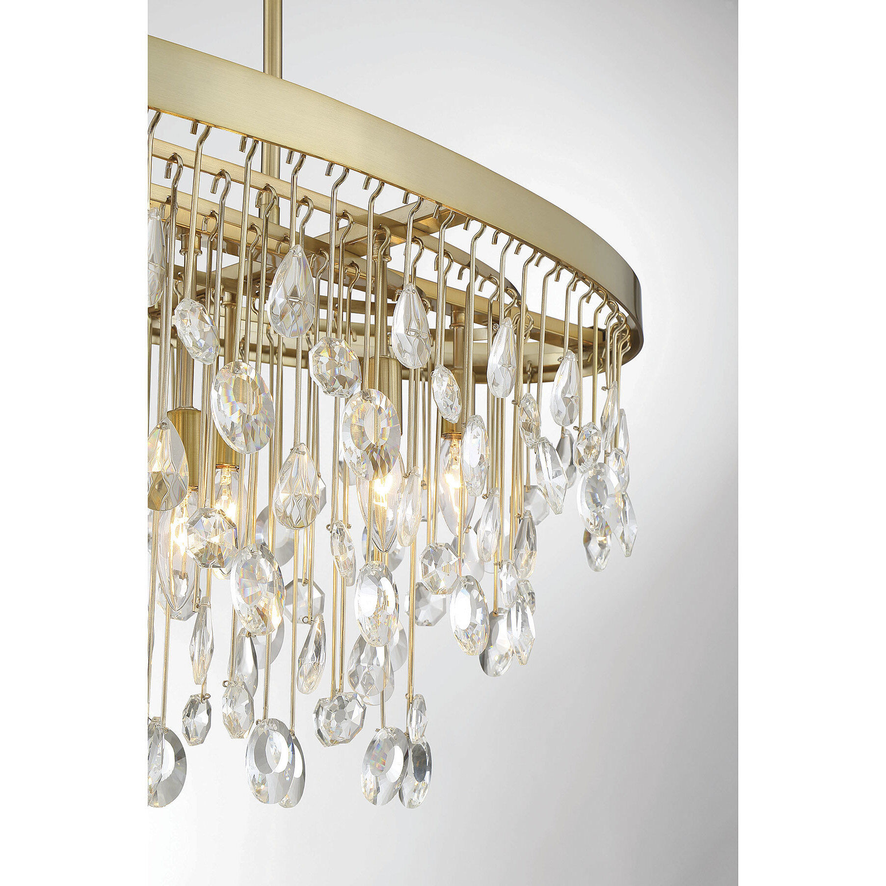 Livorno 8 Light 36 inch Noble Brass Linear Chandelier Ceiling Light, Oval