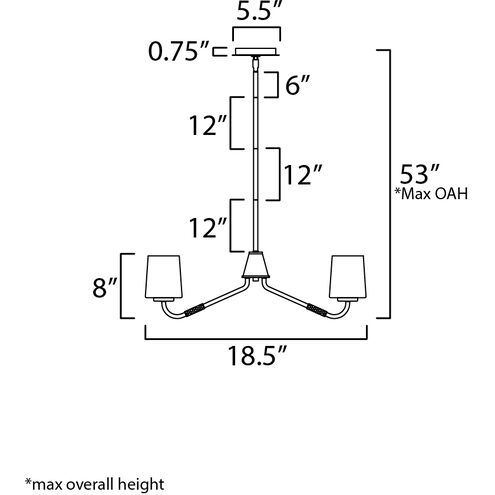 Durham 3 Light 18.5 inch Natural Aged Brass Mini Chandelier Ceiling Light