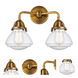 Nouveau 2 Olean LED 15 inch Brushed Brass Bath Vanity Light Wall Light in Seedy Glass