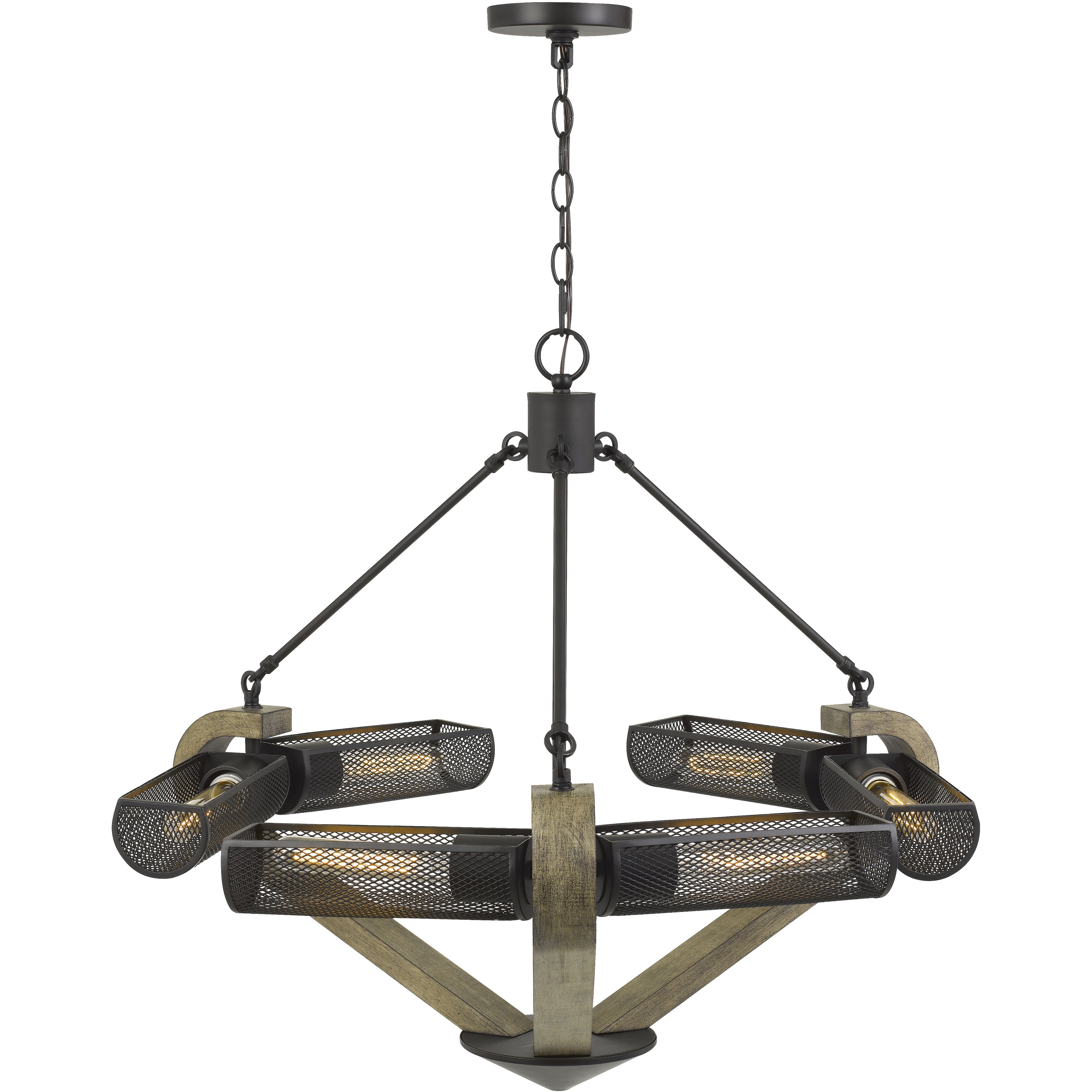Baden 6 Light 5 inch Wood and Iron Chandelier Ceiling Light