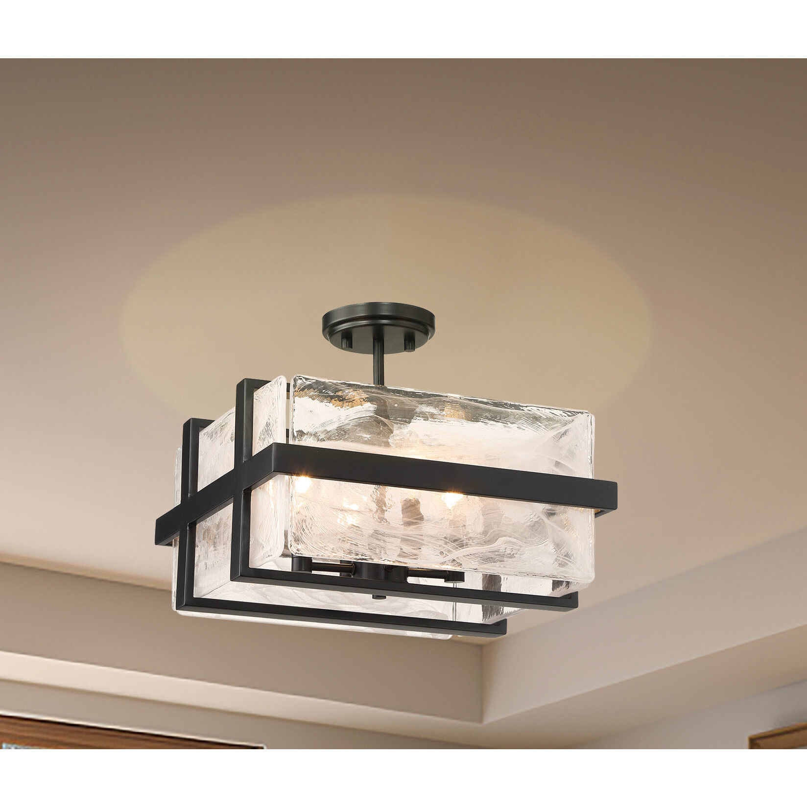 Cloud Break 4 Light 15 inch Coal Semi Flush Ceiling Light