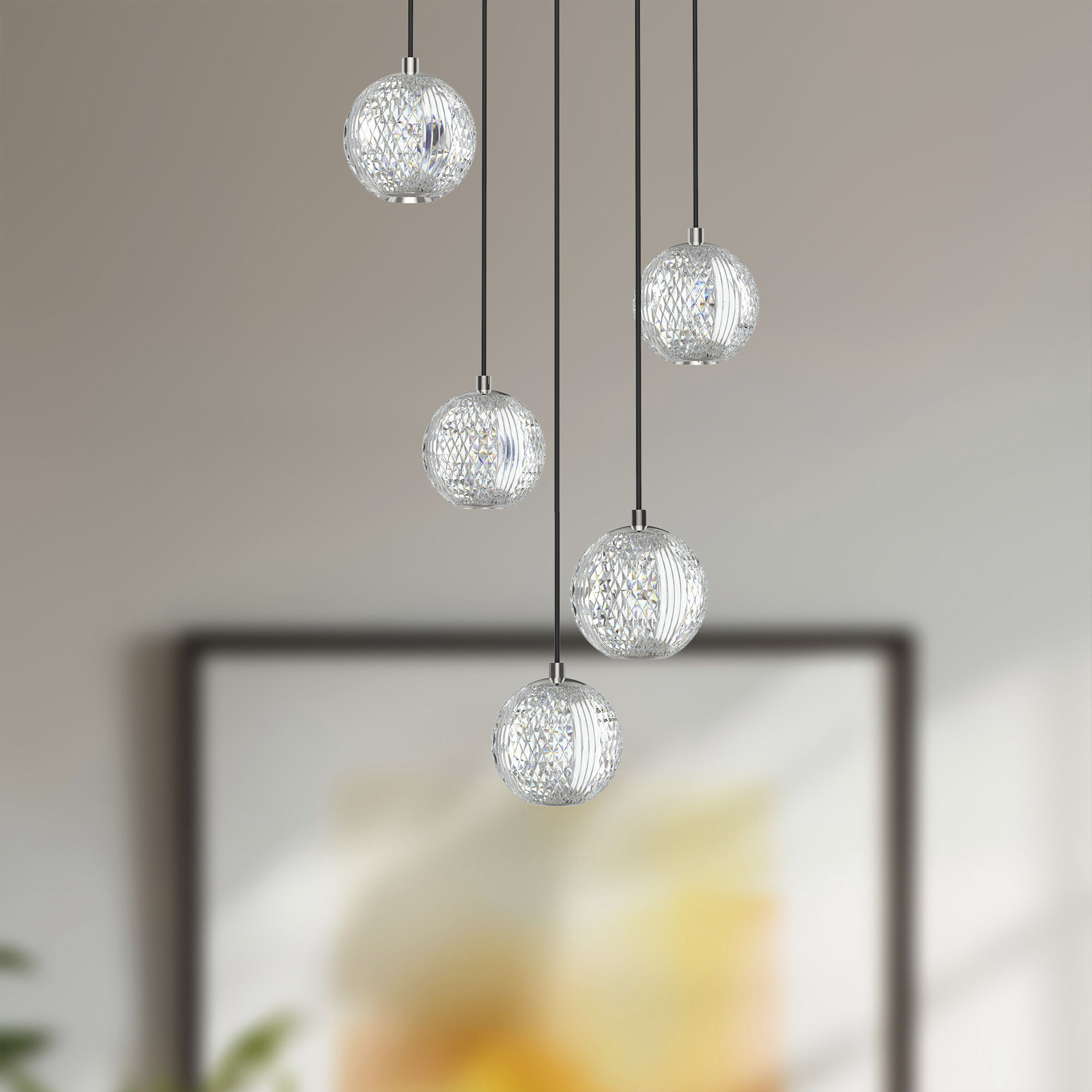 Marni Multi Pendant Ceiling Light in Polished Nickel