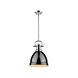 Duncan 1 Light 9 inch Chrome Mini Pendant Ceiling Light in Black, Small