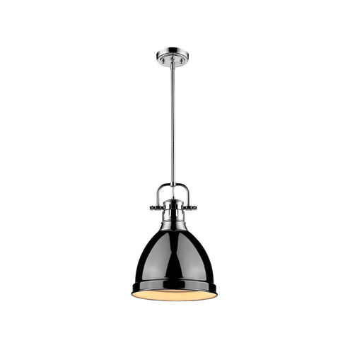 Duncan 1 Light 9 inch Chrome Mini Pendant Ceiling Light in Black, Small