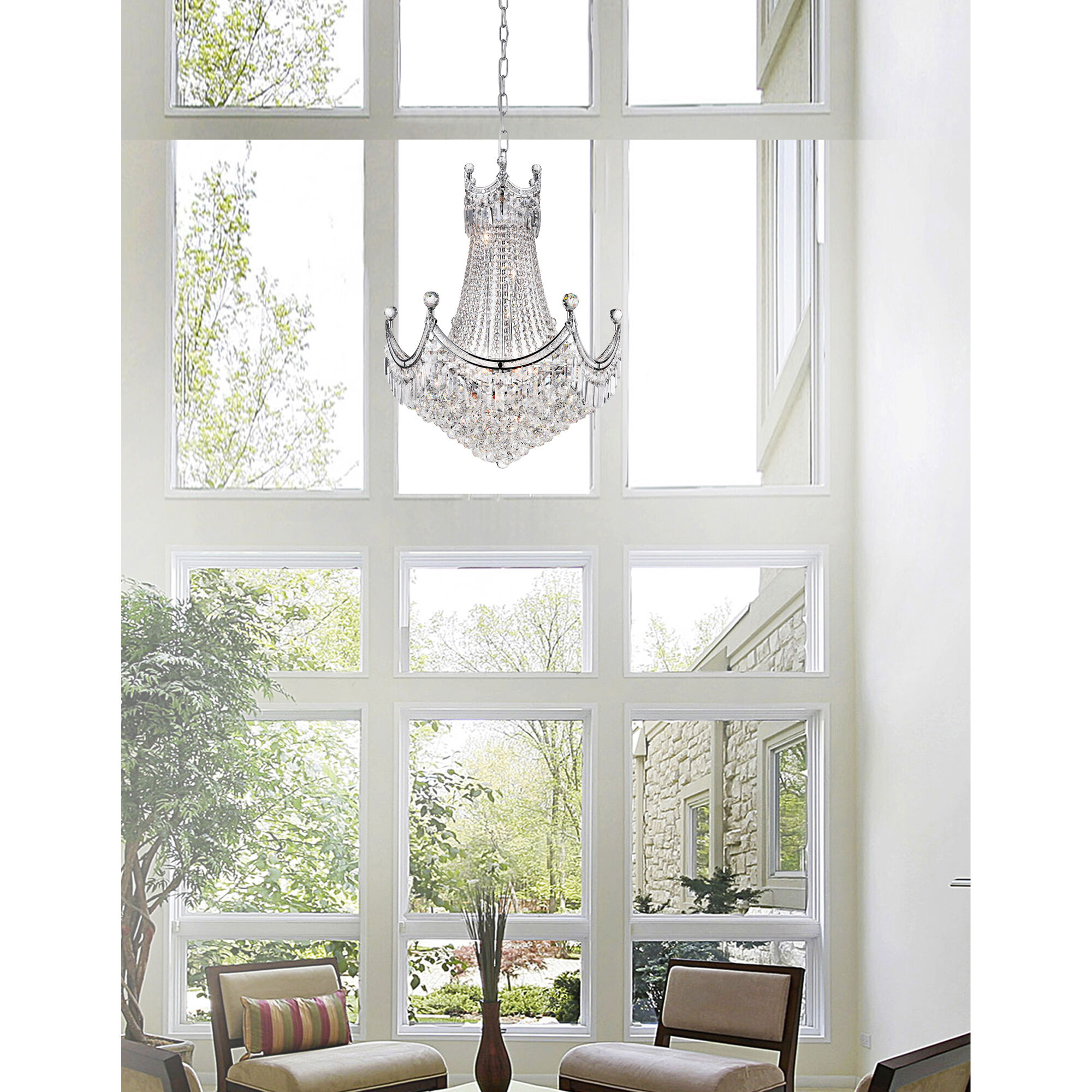 Amanda 15 Light 28 inch Chrome Down Chandelier Ceiling Light