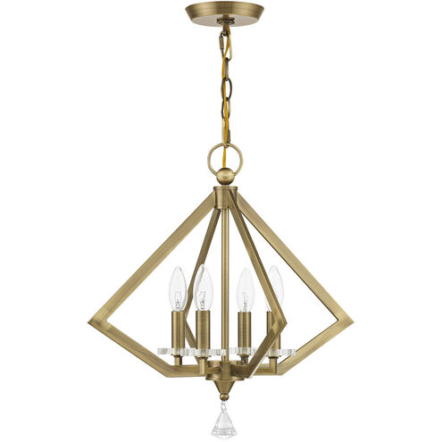 Diamond 4 Light 18 inch Antique Brass Chandelier Ceiling Light