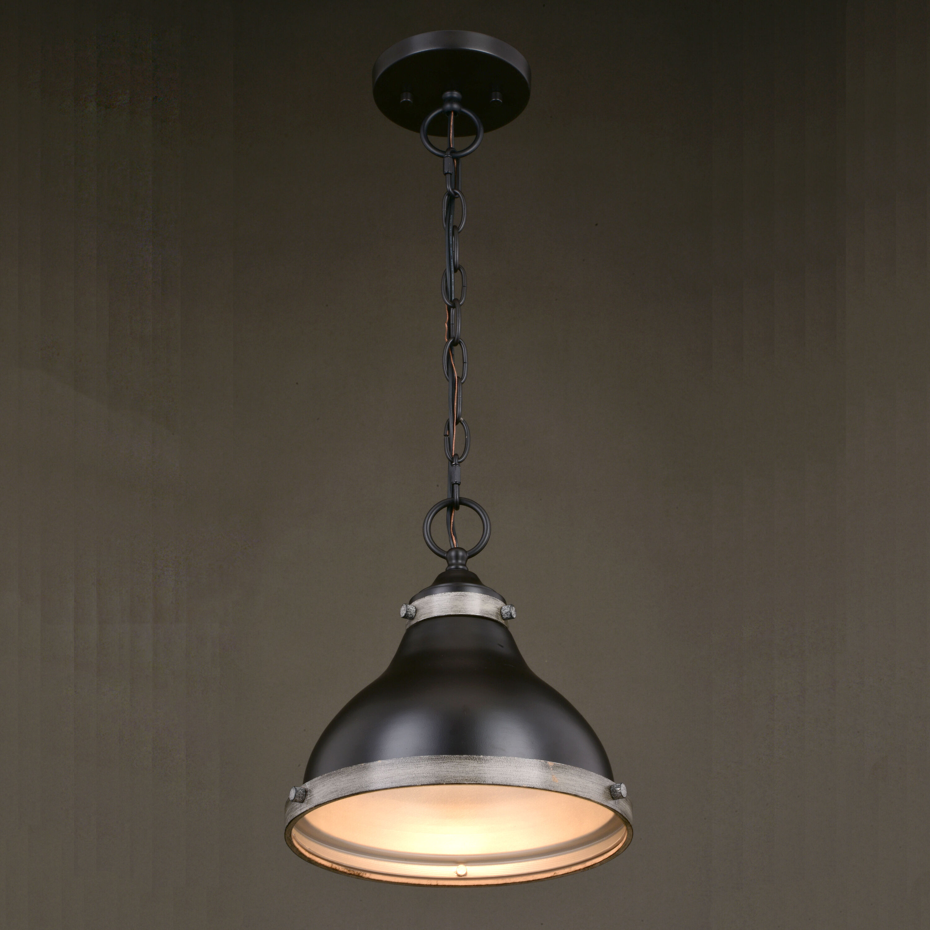Sheffield LED 10 inch New Bronze and Distressed Ash with Light Silver Inner Pendant Ceiling Light