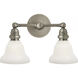 Chapman & Myers Boston 2 Light 14.5 inch Antique Nickel Double Bath Light Wall Light in White