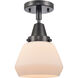 Franklin Restoration Fulton LED 7 inch Matte Black Flush Mount Ceiling Light in Matte White Glass