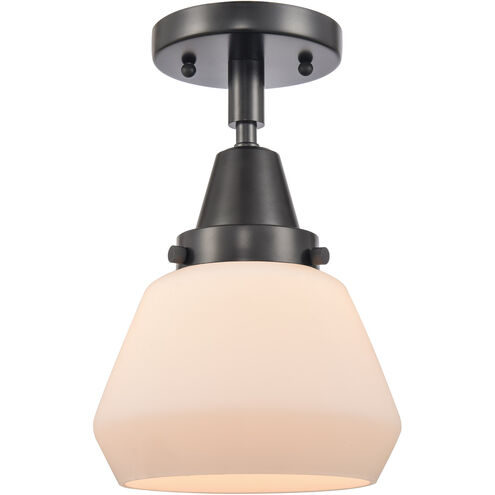 Franklin Restoration Fulton LED 7 inch Matte Black Flush Mount Ceiling Light in Matte White Glass