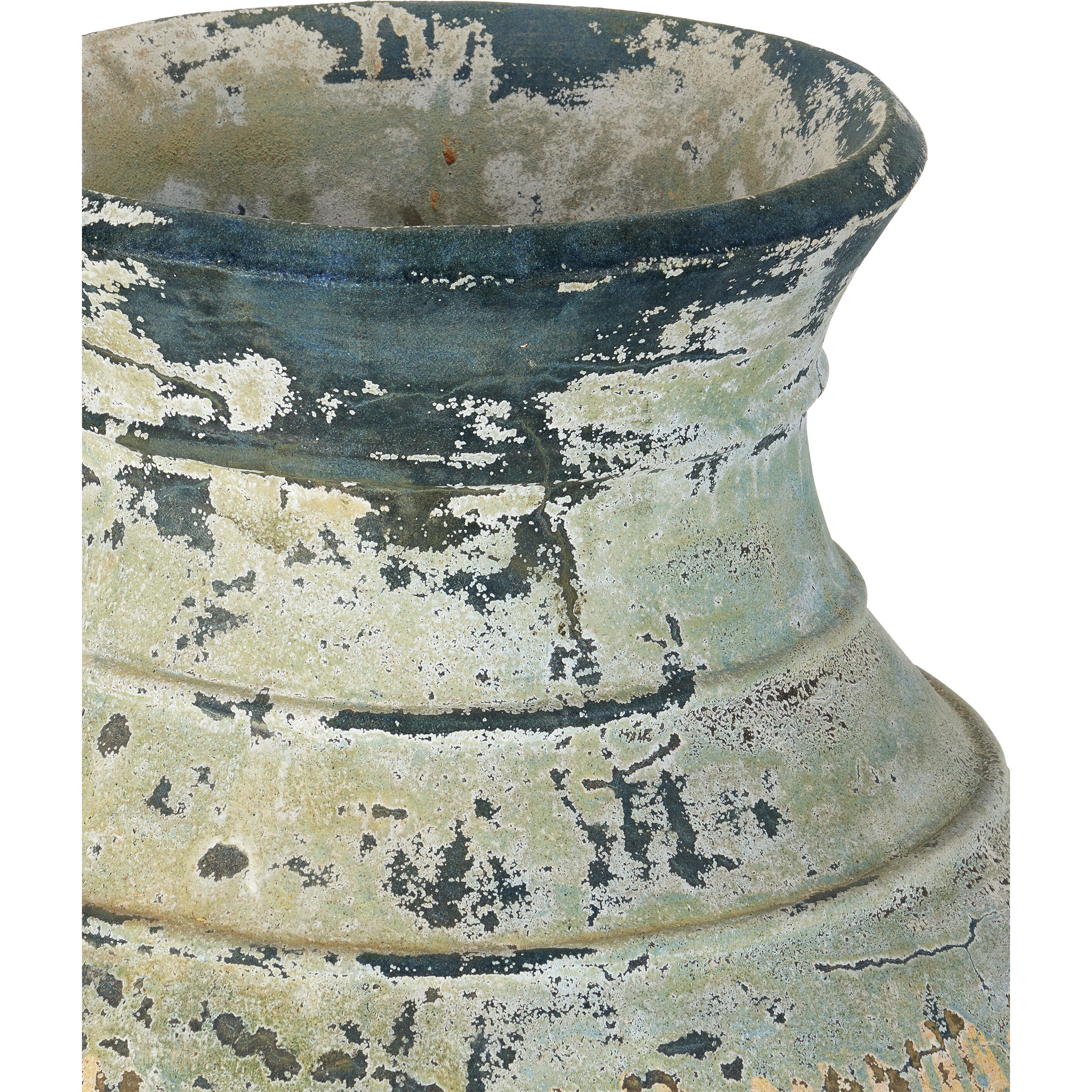 Lipari Antique White/Blue Drip Outdoor Urn, Extra Large