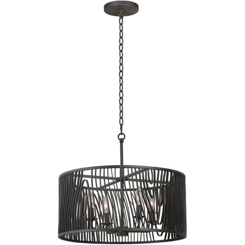 Morre 4 Light 21 inch Black Iron Convertible Pendant / Semi Flush Ceiling Light