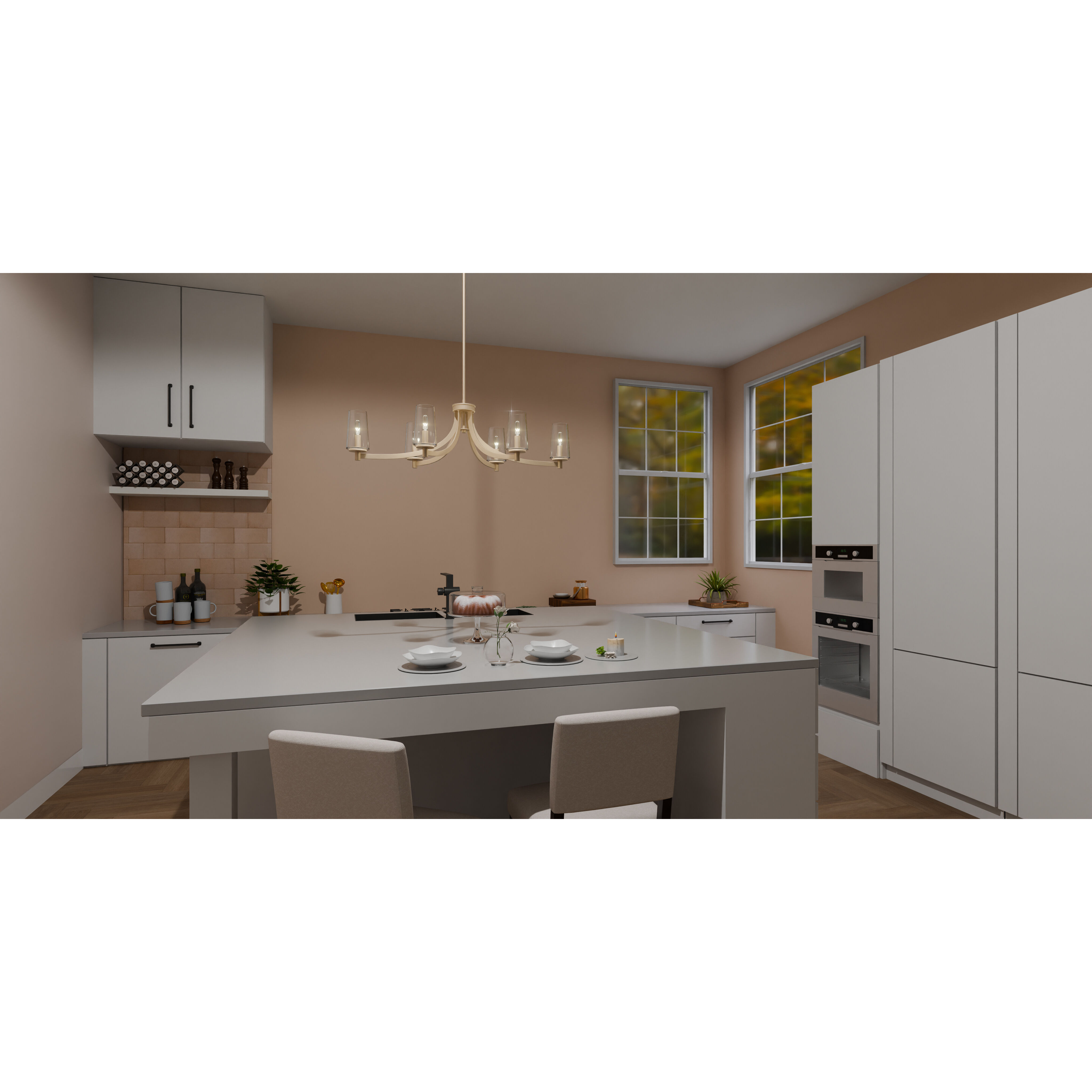 Miccio 6 Light 38 inch Bronze Gold Island Light Ceiling Light