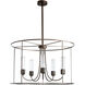 Portico 5 Light 32 inch Coastal Burnished Steel Outdoor Pendant in Seeded Clear, Drum