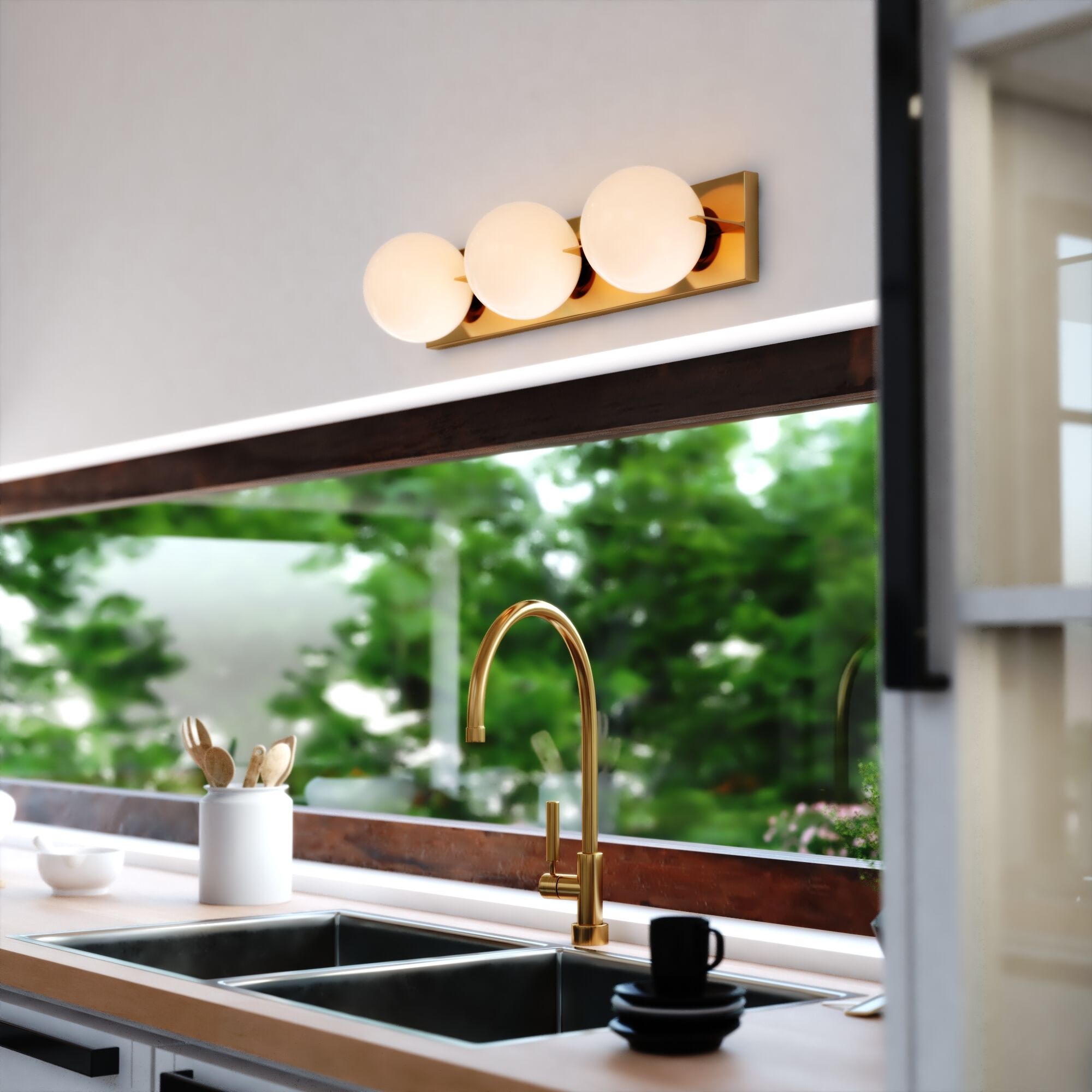 Parkview LED 24 inch Satin Brass Bathroom Light Wall Light