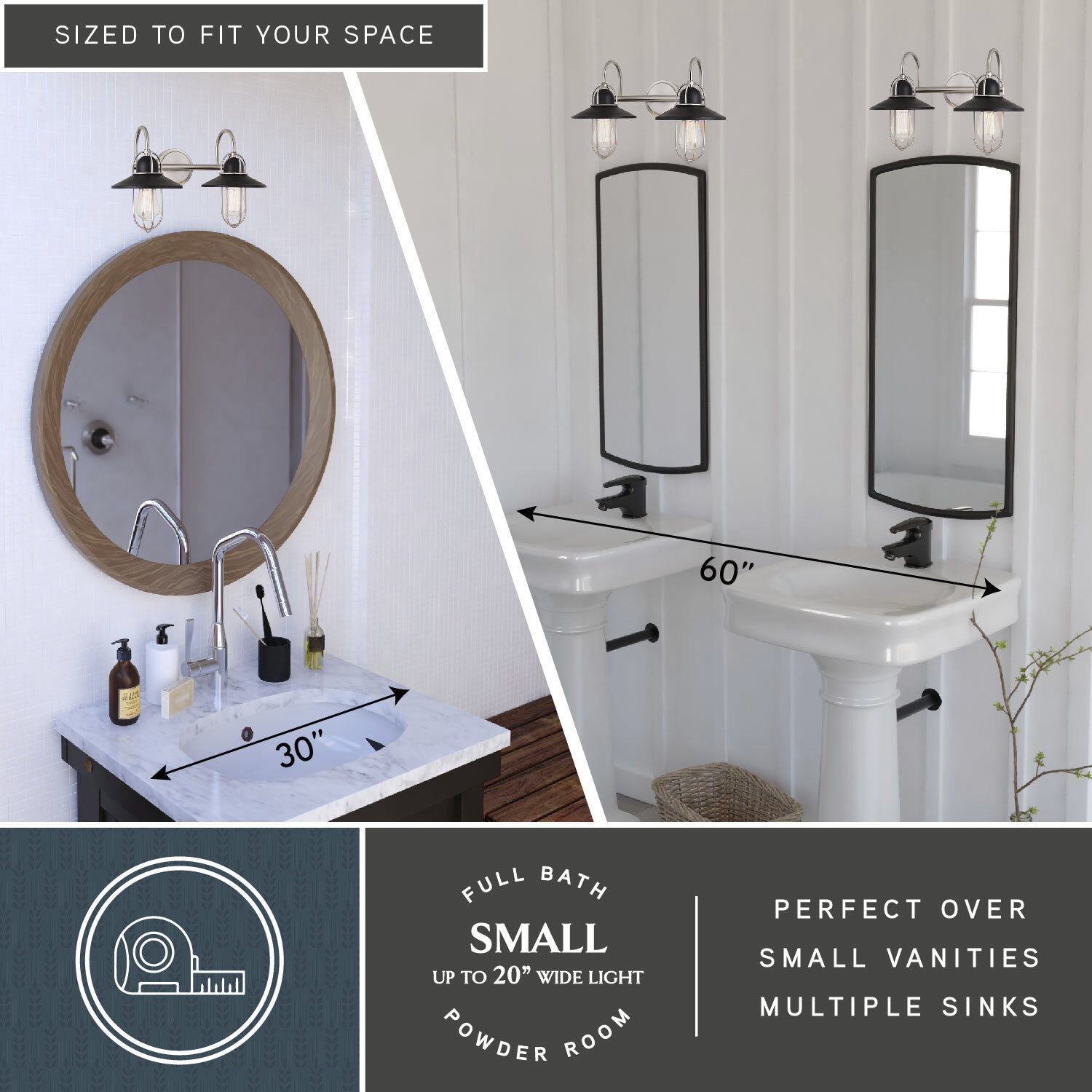 Galena LED 18 inch Matte Black and Satin Nickel Bathroom Light Wall Light in 2