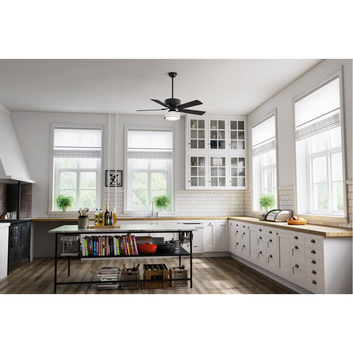 Cedar Key 52 inch Matte Black with Barnwood/Black Willow Blades Outdoor Ceiling Fan