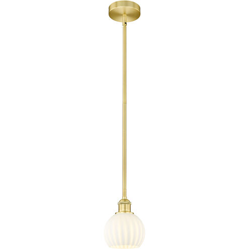 Edison White Venetian 1 Light 6 inch Satin Gold Stem Hung Mini Pendant Ceiling Light