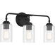Stowe 3 Light 22 inch Flat Black Vanity Light Wall Light