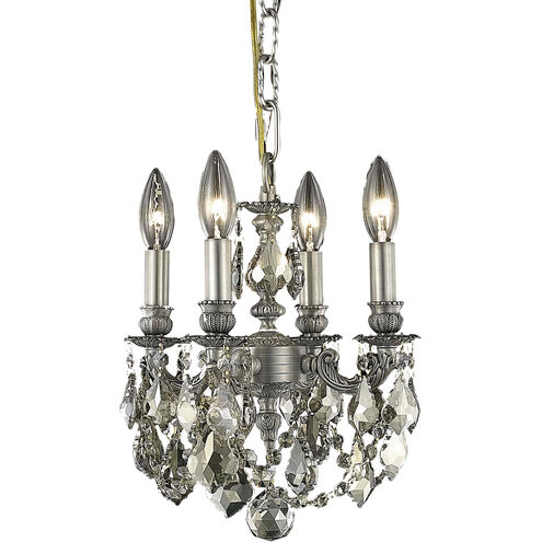 Lillie 4 Light 10 inch Pewter Pendant Ceiling Light in Golden Teak, Royal Cut