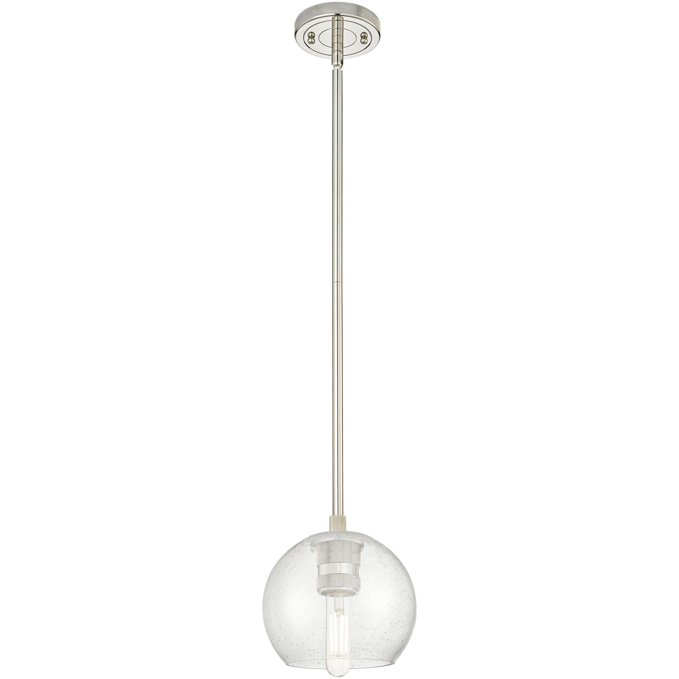 Crown Point 1 Light 5.88 inch Polished Nickel Pendant Ceiling Light in Seedy Glass