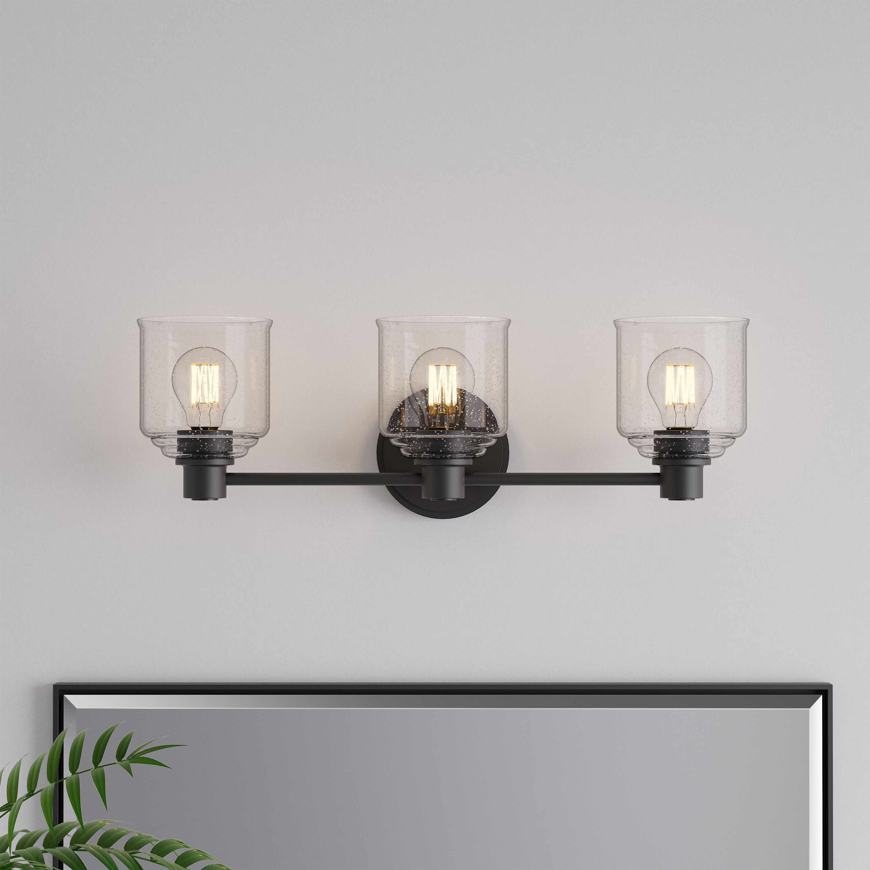 Vessair 3 Light 22.5 inch Matte Black Bathroom Vanity Light Wall Light