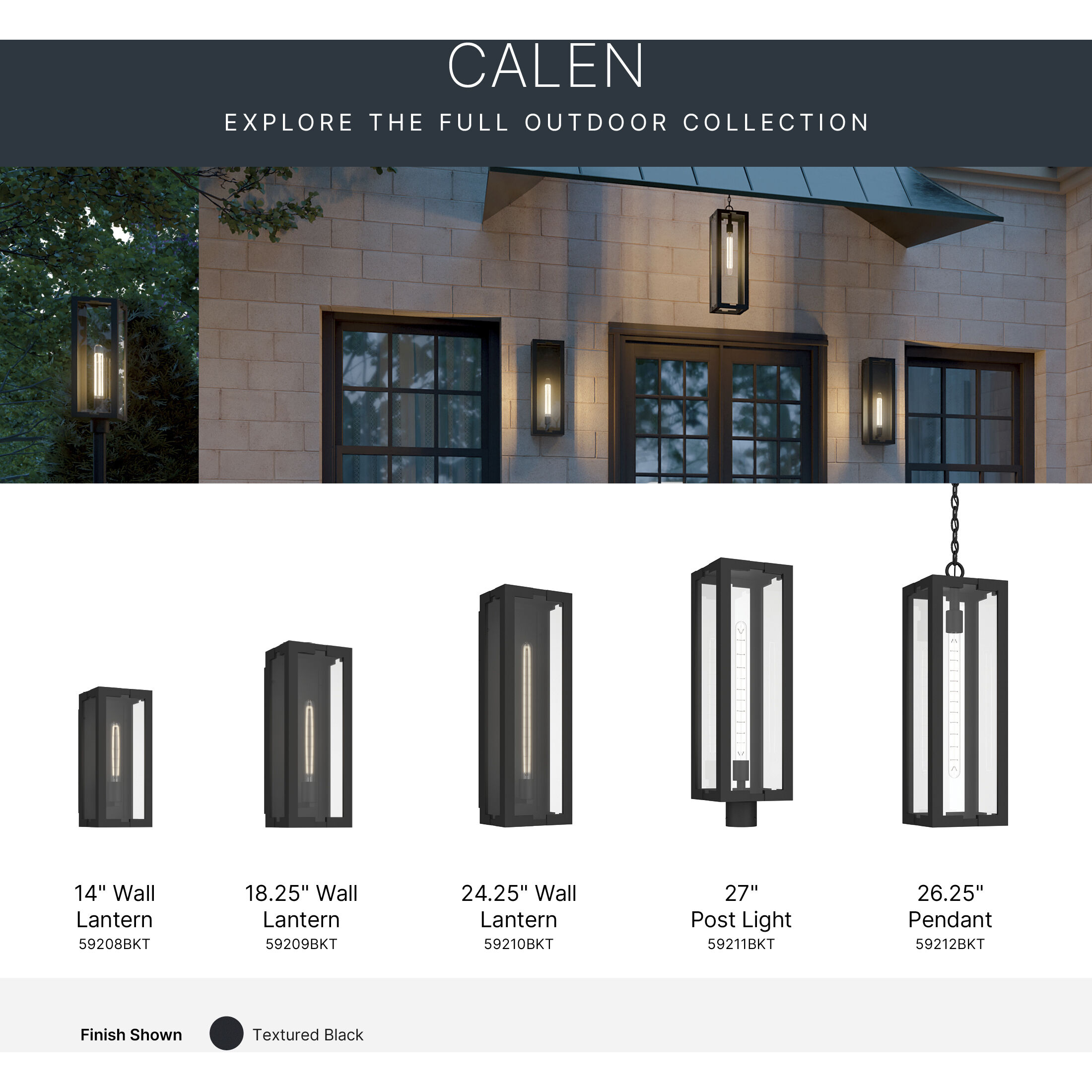 Calen 1 Light 27 inch Textured Black Outdoor Post Lantern
