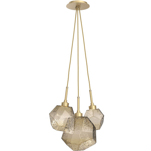 Gem LED 13.5 inch Gilded Brass Chandelier Ceiling Light in Bronze, 2700K LED, Cluster
