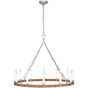 Chapman & Myers Darlana5 LED 40 inch Polished Nickel and Natural Rattan Wrapped Ring Chandelier Ceiling Light, Large