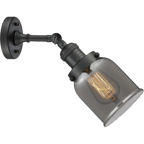 Franklin Restoration Small Bell 1 Light 5 inch Matte Black Sconce Wall Light in Plated Smoke Glass, Franklin Restoration