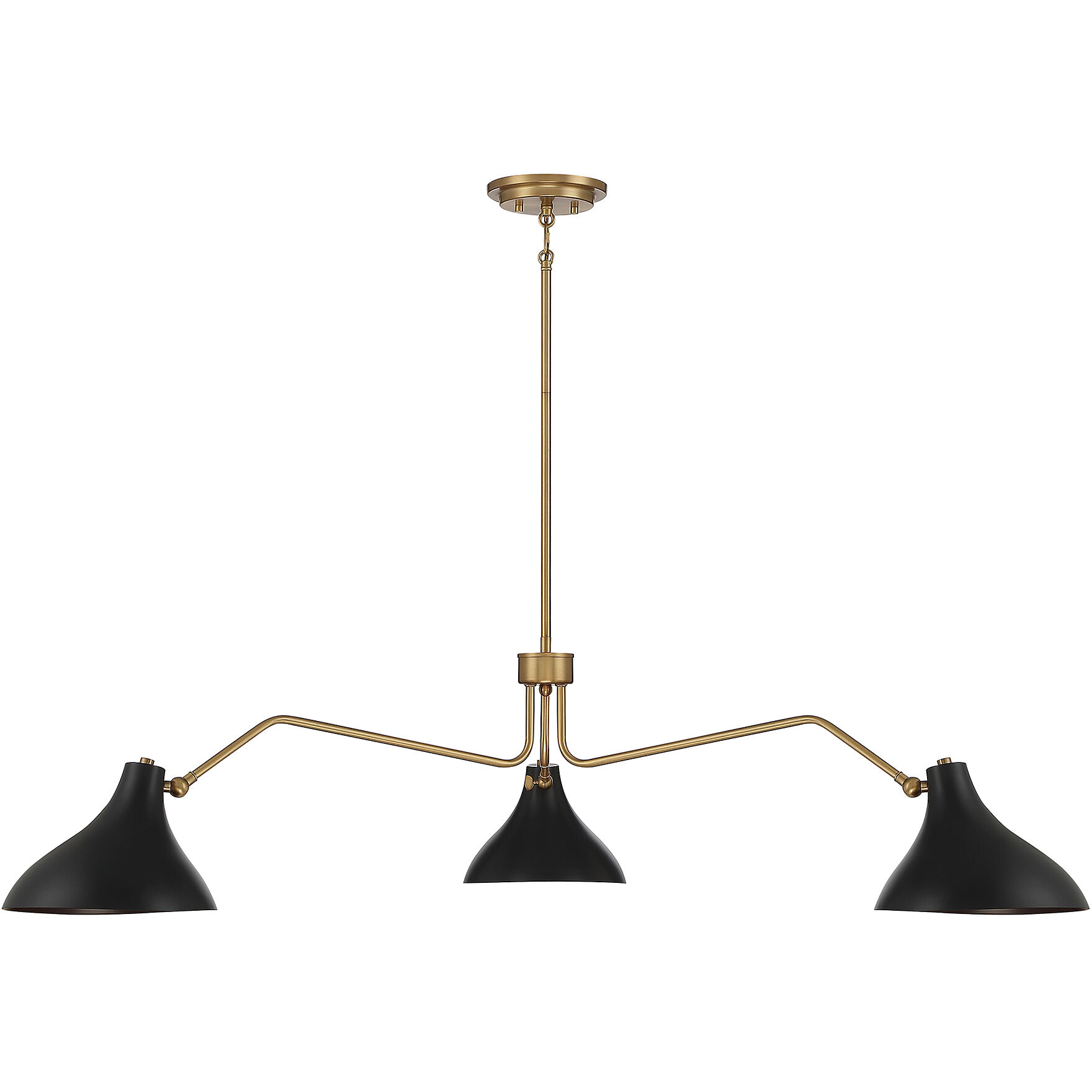 Vintage 3 Light 48 inch Matte Black with Natural Brass Pendant Ceiling Light