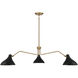 Vintage 3 Light 48 inch Matte Black with Natural Brass Pendant Ceiling Light