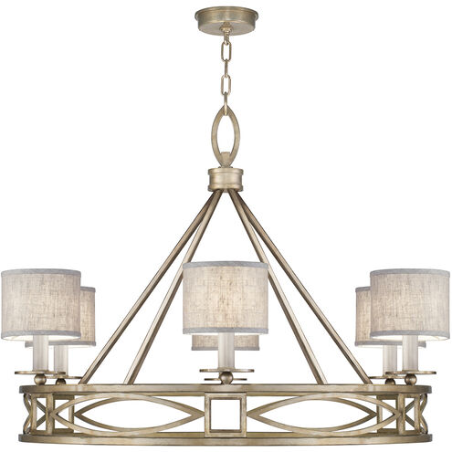 Cienfuegos 6 Light 39.5 inch Gold Chandelier Ceiling Light in Natural Greige Fabric