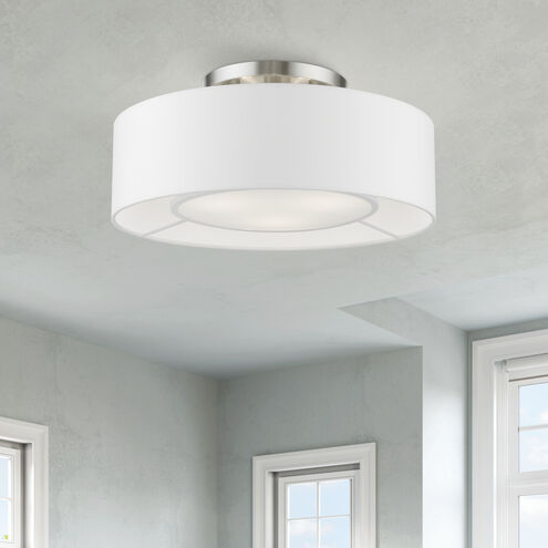 Gilmore 3 Light 17 inch Brushed Nickel with Shiny White Accents Semi-Flush Ceiling Light