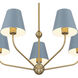 Xavier 5 Light 28 inch Vibrant Gold Chandelier Ceiling Light in Vibrant Gold and Blue