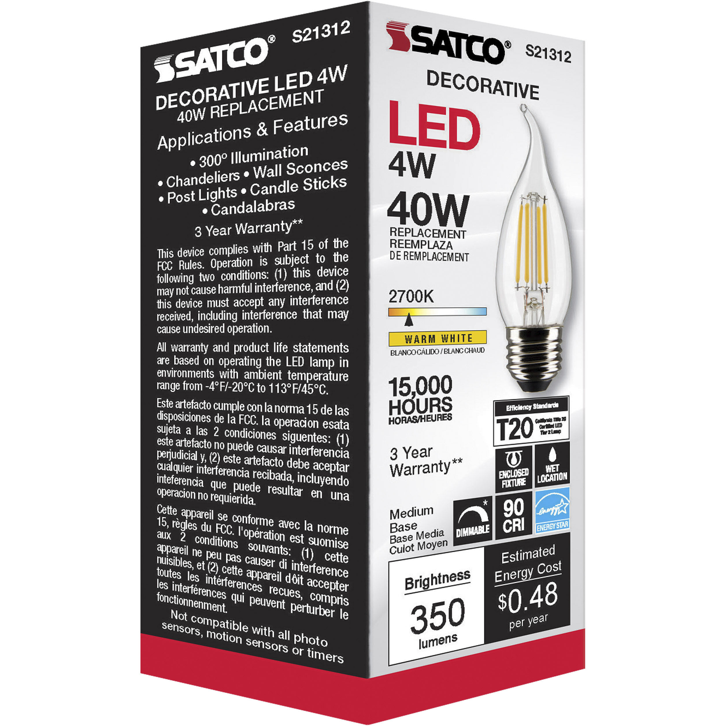 Lumos LED Medium Medium 4.00 watt 2700K LED Filament
