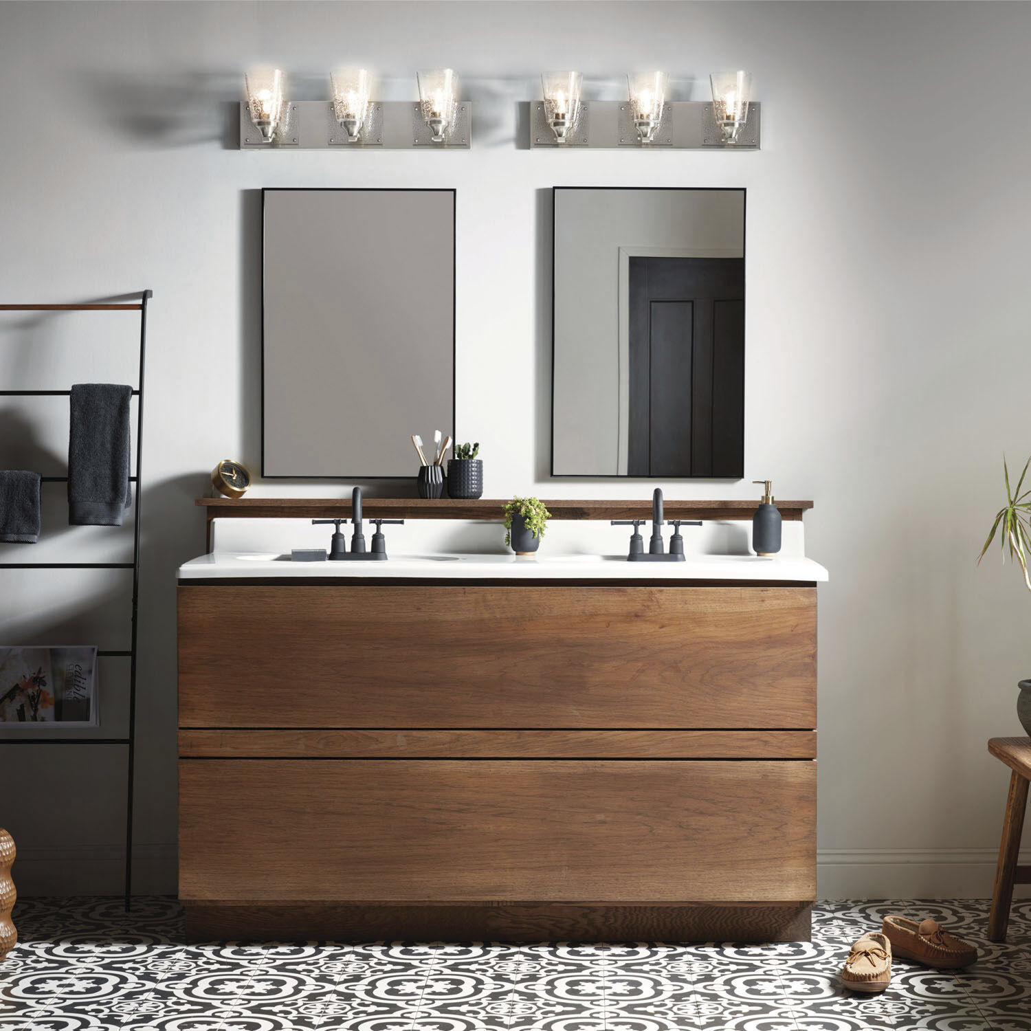 Jackson 3 Light 24 inch Brushed Nickel with Polished Antique Nickel Vanity Light Wall Light