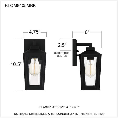 Blomfield 1 Light 11 inch Matte Black Outdoor Wall Lantern
