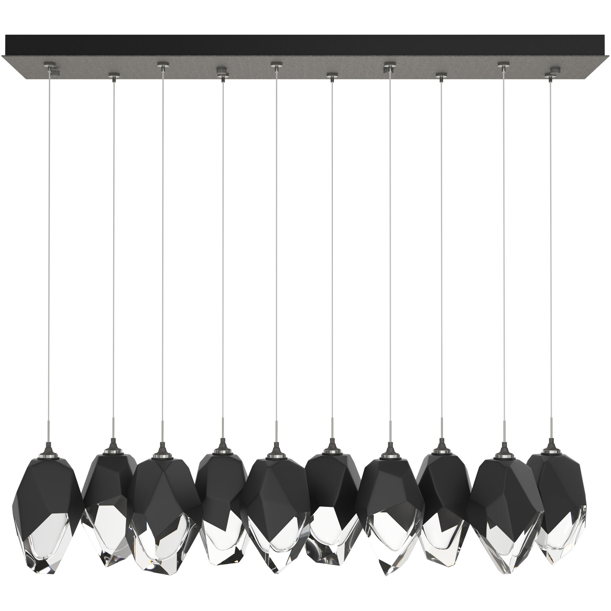 Chrysalis 10 Light 9.8 inch Natural Iron Pendant Ceiling Light in Black Crystal, Large