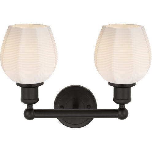 Edison Norfolk 2 Light 15 inch Oil Rubbed Bronze Bath Vanity Light Wall Light in Matte White Glass