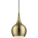 Andes 1 Light 8 inch Antique Brass Mini Pendant Ceiling Light