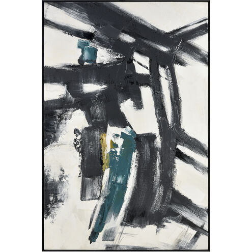 Obsidian II Black with Dark Green Framed Wall Art