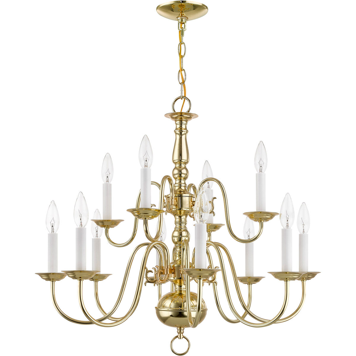 Williamsburgh 12 Light 26 inch Polished Brass Chandelier Ceiling Light