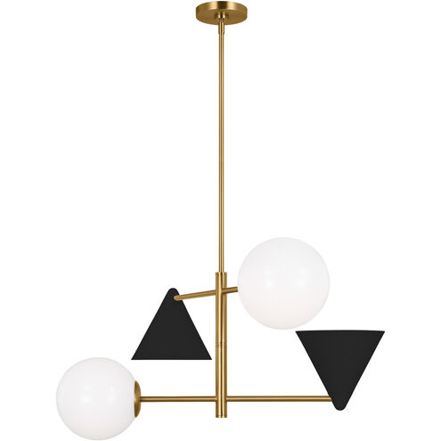AERIN Cosmo 4 Light 28 inch Midnight Black and Burnished Brass Chandelier Ceiling Light in Midnight Black / Burnished Brass