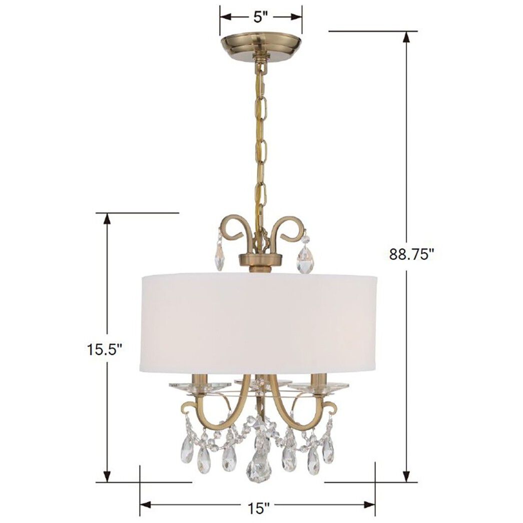 Othello 3 Light 14 inch Vibrant Gold Mini Chandelier Ceiling Light in Clear Hand Cut