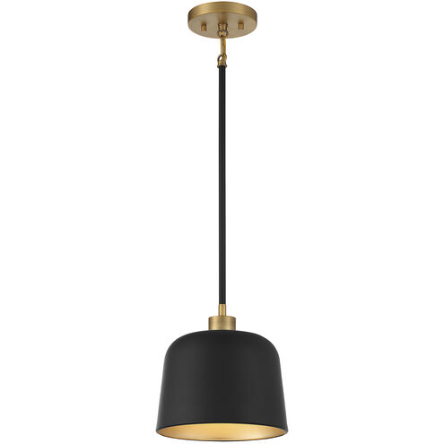 Vintage 1 Light 9 inch Matte Black with Natural Brass Pendant Ceiling Light